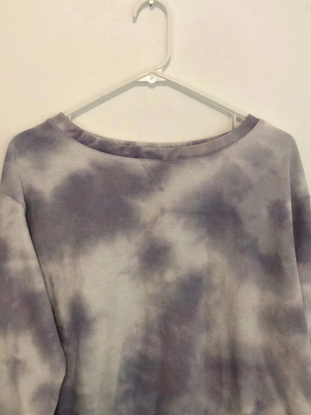 NEW NWT SPLENDID Tie Dye Thermal Long Sleeve Sweatshirt Purple White Crewneck S
